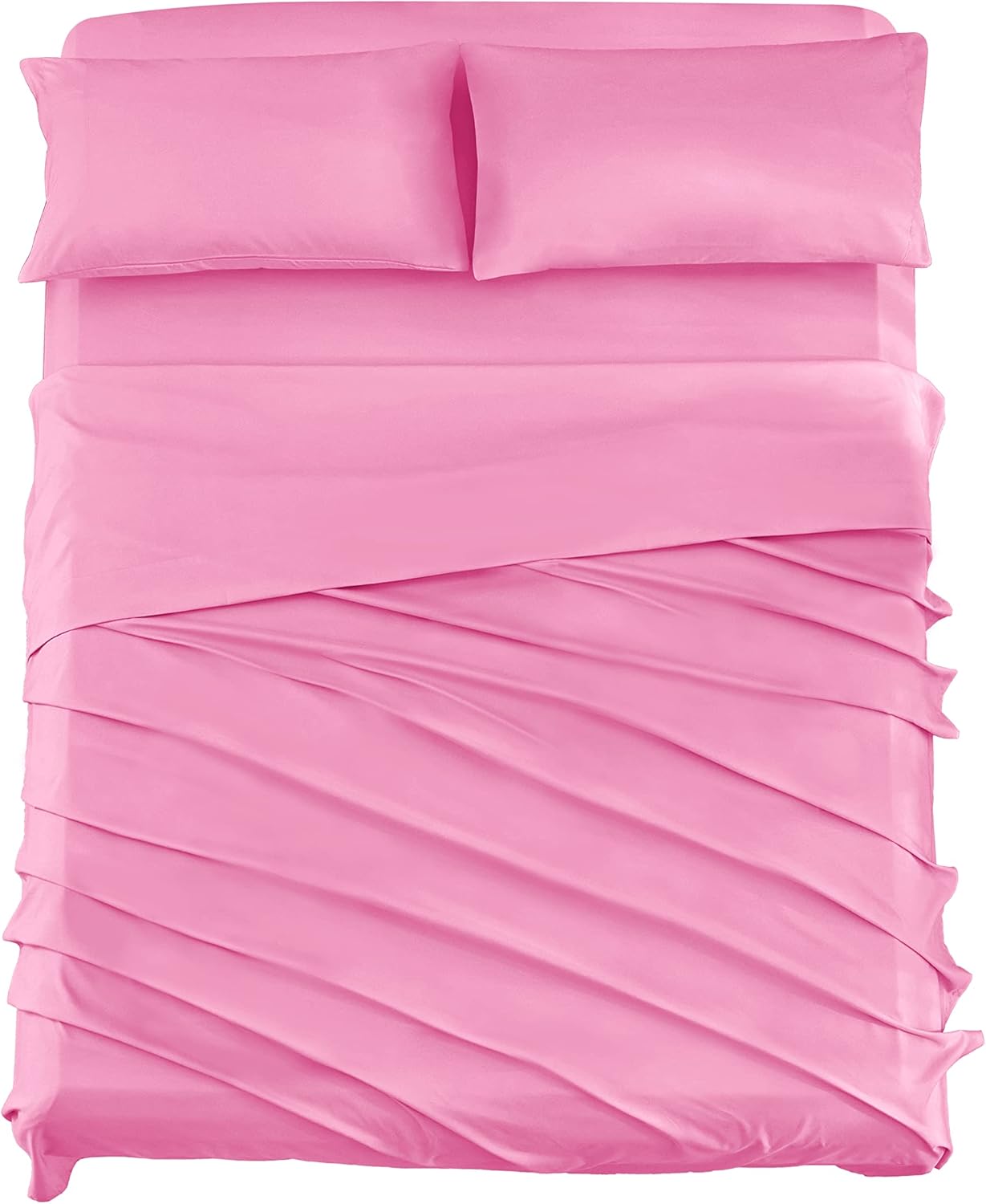 Ersmak Queen Sheets Set (4 Piece), Super Soft Brushed Microfiber Bed Sheets with 16 Inch Deep Pocket, Egyptian Quality Luxury Bedding Set - Pink