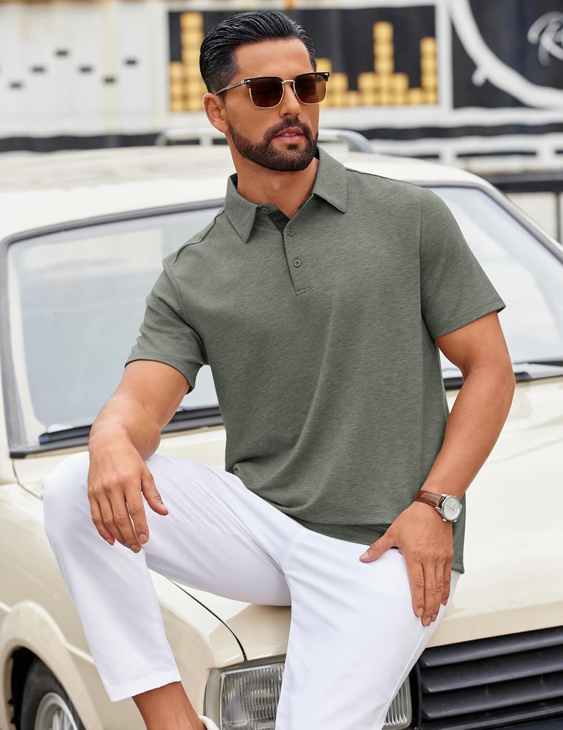 COOFANDY Mens Polo Shirts Short Sleeve Casual Summer Polo Tee Classic Collared Golf Stylish Tops - Image 7