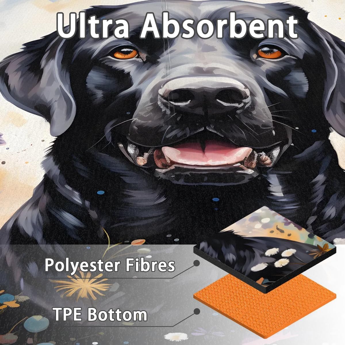 Black Labrador Dog Outdoor Door Mat Indoor Outside Entrance Doormats Non Slip Front Door Rug, Bathroom Kitchen Bedroom Patio Entryway Floor Mats