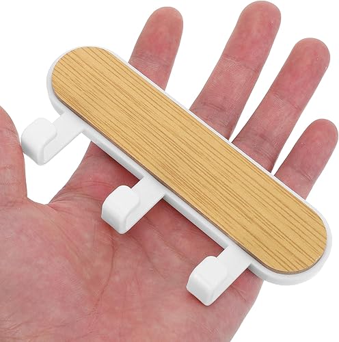 Miniatura 5 de 6PCS Self-Adhesive Wall Hooks Space Saving Multi-Hook Rack - Bedroom Hanging Rack - Wooden Coat Hat Hanger Organizer for Bathroom Hallway