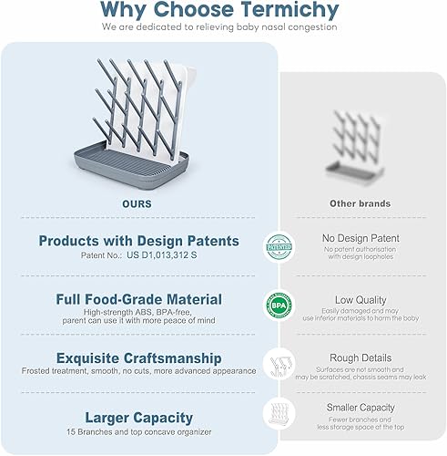 Miniatura 6 de Termichy Estante de secado de biberones soporte vertical grande para secador de botellas, estante de secado de pie que ahorra espacio para biberones