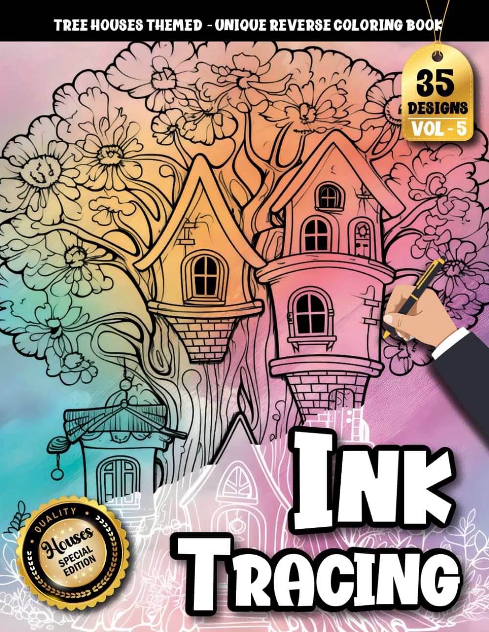 Ink Tracing Book For Adults: Soothing Reverse Coloring Art of Tree Houses for Peaceful Tracing and Focus (Tree Houses Tracing Series)