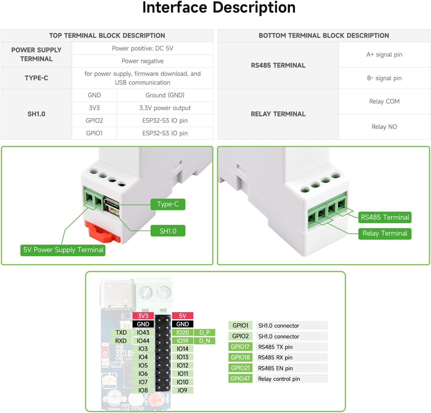 KLAYERS ESP32-S3 Industrial Control Board, Wi-Fi Relay, RS485/BLE/Wi-Fi Interfaces, Isolated Protection, DIN-Rail Housing for AIoT Applications