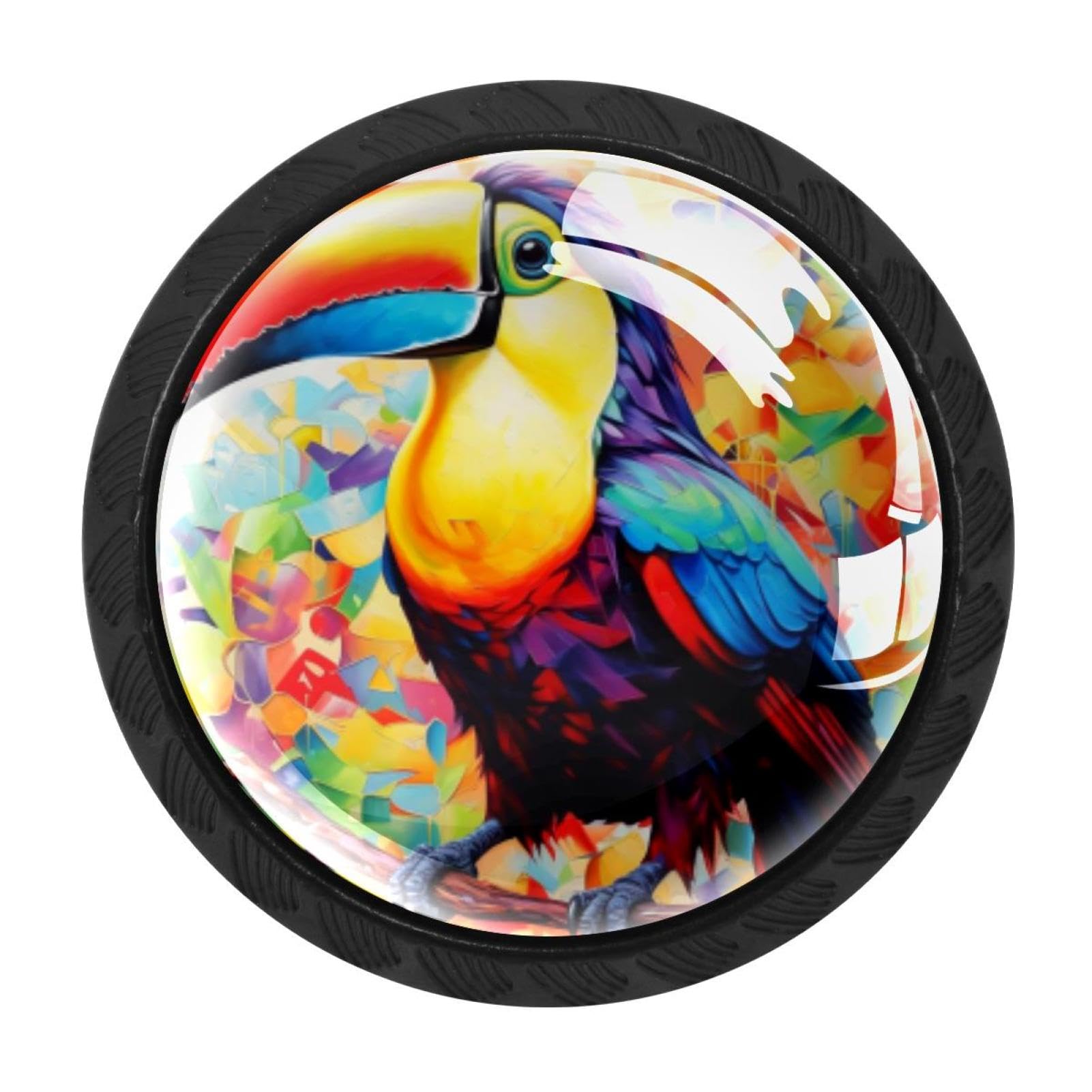 Chenzzzz Multicolored 15 4 Pieces Toucan Drawer Knobs, 35Mm Black Cabinet Knobs, Drawer Pulls And Knobs, Dresser Drawer Knobs, Cabinet Hardware Kitchen Cabinet Knobs