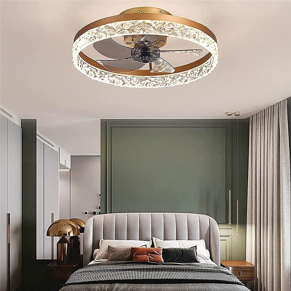 Ceiling Fan with LED Light and Remote Ceiling Lights Modern LED Lamp Bedroom Study Restaurant Decor Ceiling Lights (Colour: Black, Size: 16.5 x 50 cm) (Gold 16.5 x 50 cm)