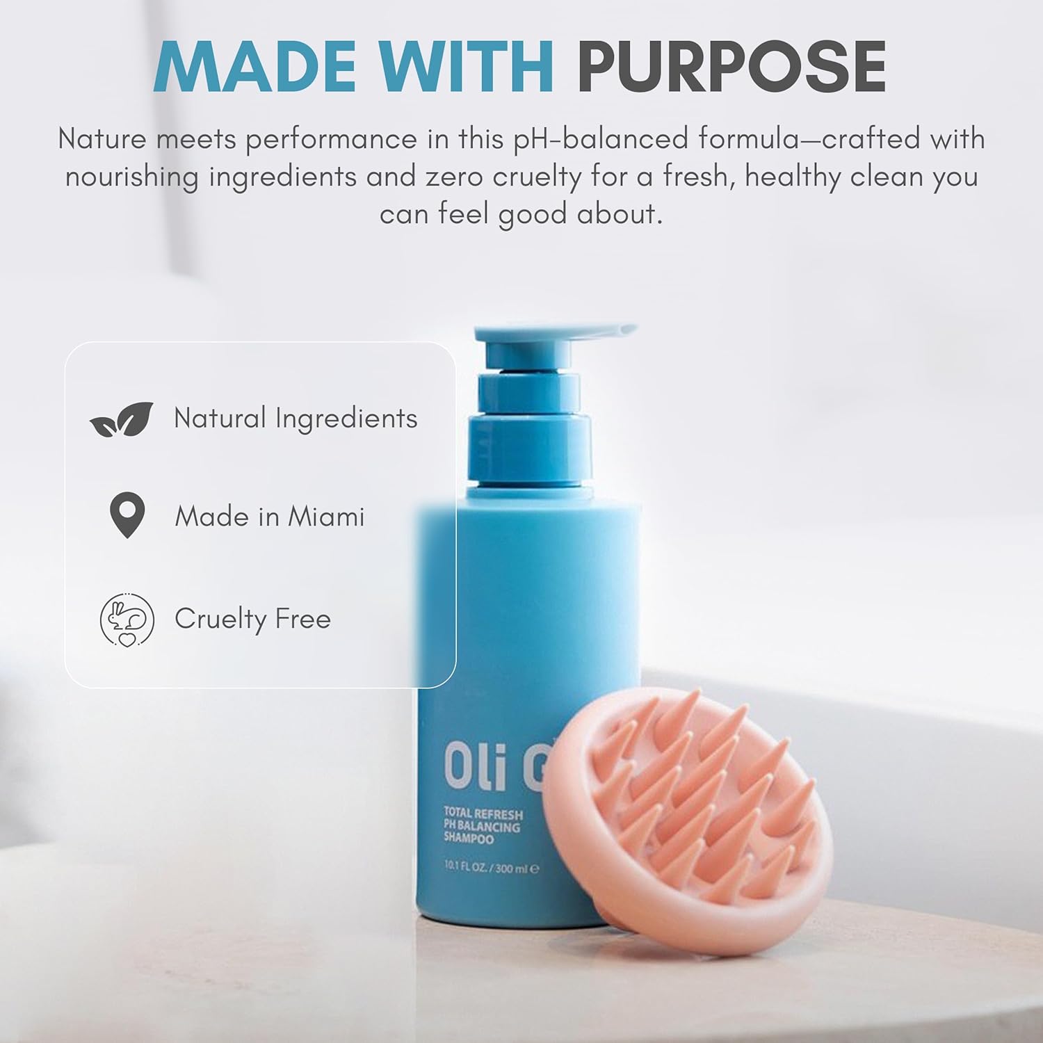 Oli G Total Refresh pH Balancing Shampoo – Lightweight Daily Cleanser for All Hair Types – With Marula Oil, Shea Butter & Quinoa Protein – Hydrating, Anti-Frizz Formula – 10.1 fl oz - Image 4