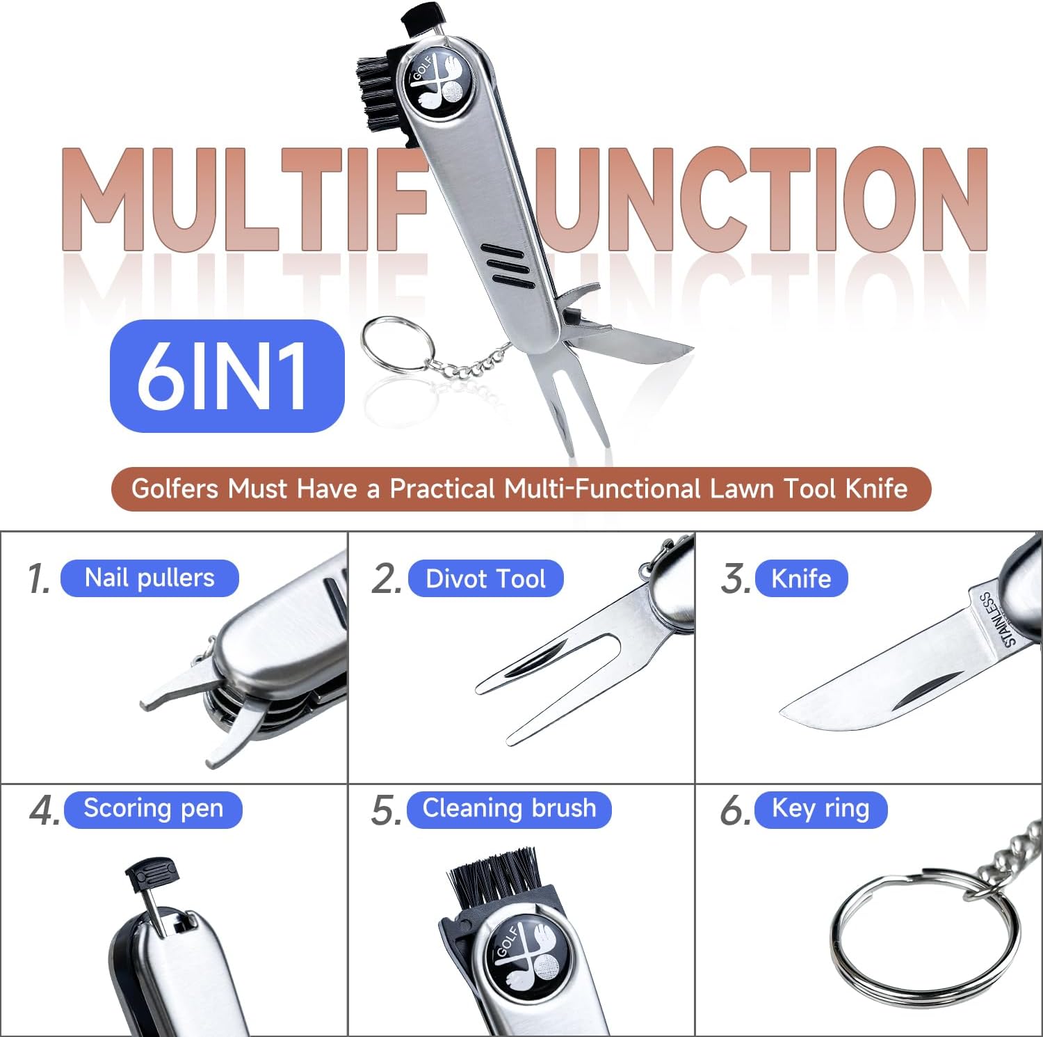 SANTA CASA Golf Gift Set - Complete Golfing Accessories for Men & Women, Dad, with 3 Golf Balls, Bag Case, Rangefinder, Tees, Brush, Divot Knife, Scorer & Ball Clamp, Essentials Golf Accessories - Image 4