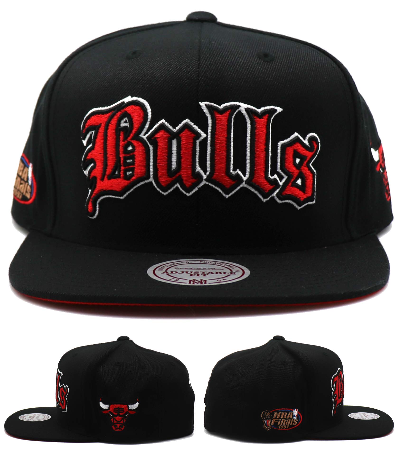 Mitchell & Ness Chicago Bulls Adjustable Flat Brim Black Unisex Cap 6HSSEF18025 CBUBLCK