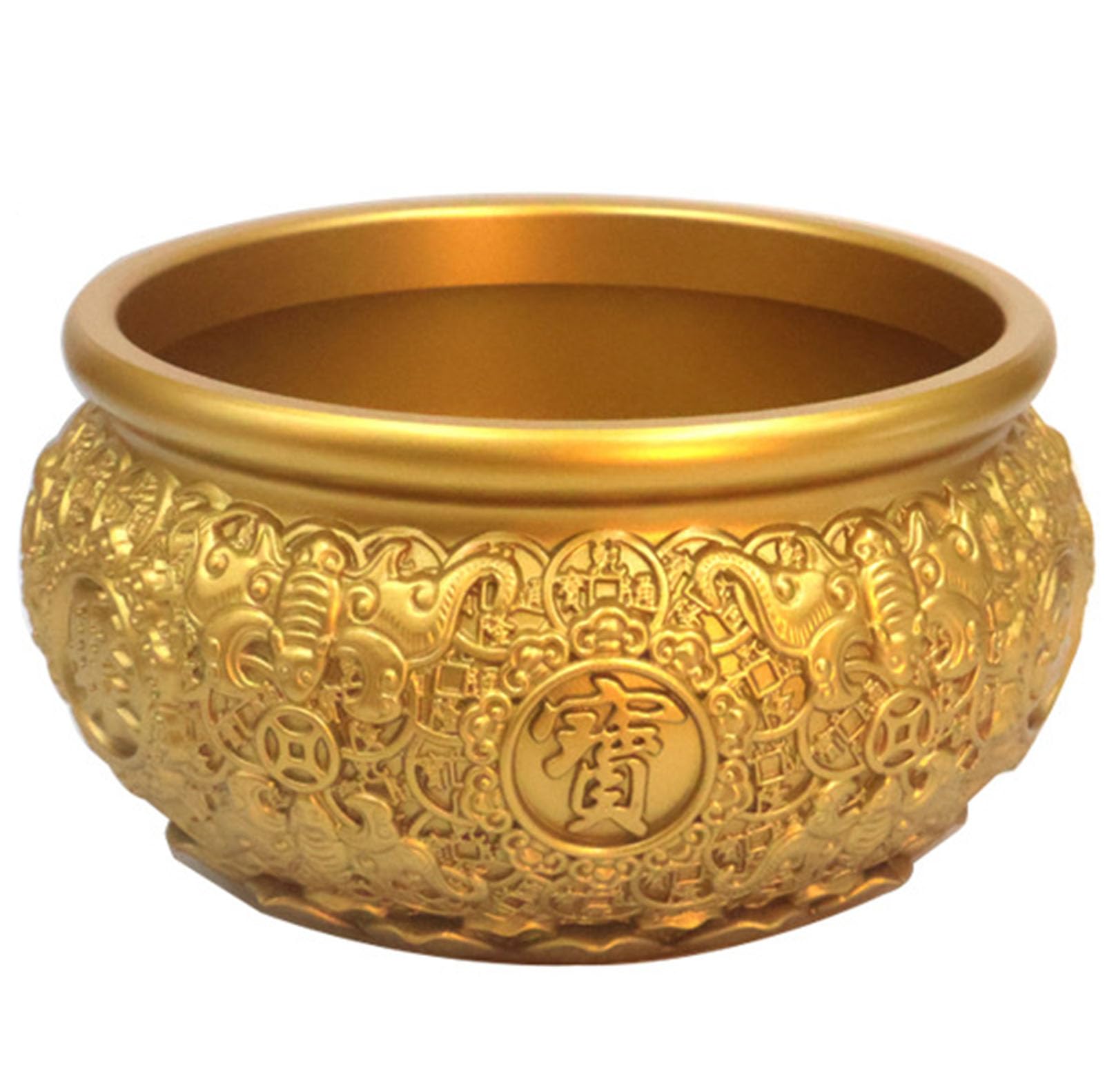 Zooeelly Brass Handcrafted Money Offering Bowl Feng Shui Treasure Basin Decorative Table Centerpiece for Home Office Restaurant Vintage Design for Wealth And Luck Accumulation Housewarming