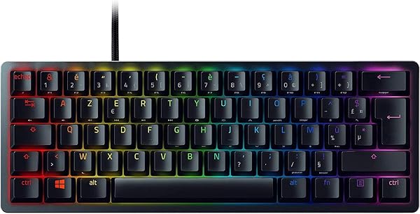 Razer Huntsman Mini (Switches Rouges) - Clavier Gamer Compact à 60% (Switches Opto-Mécaniques Silencieux et Linéaires, Touches en PBT, Câble USB-C Détachable) Clavier AZERTY | Noir