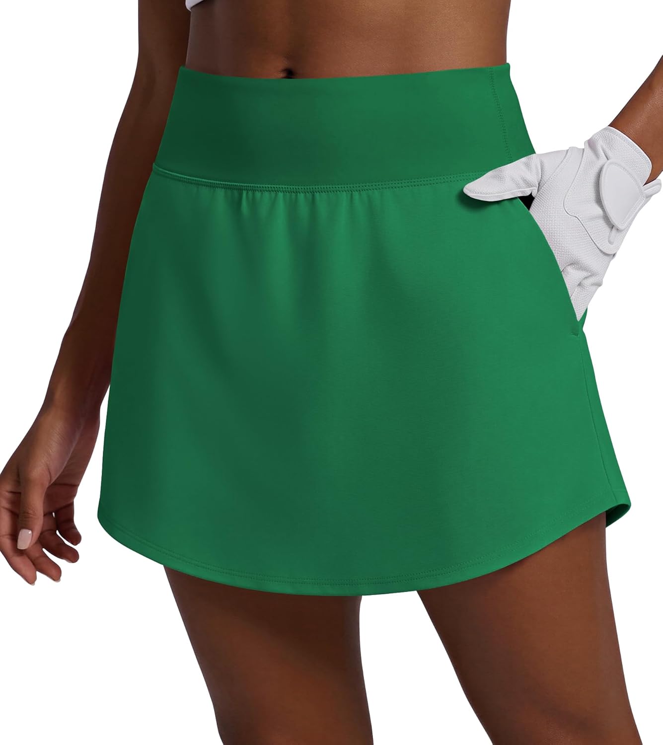 PINSPARK 16" Golf Skirts for Women Curved Hem Tennis Skirt High Waisted Athletic Skort with 4 Pockets for Pickleball Casual