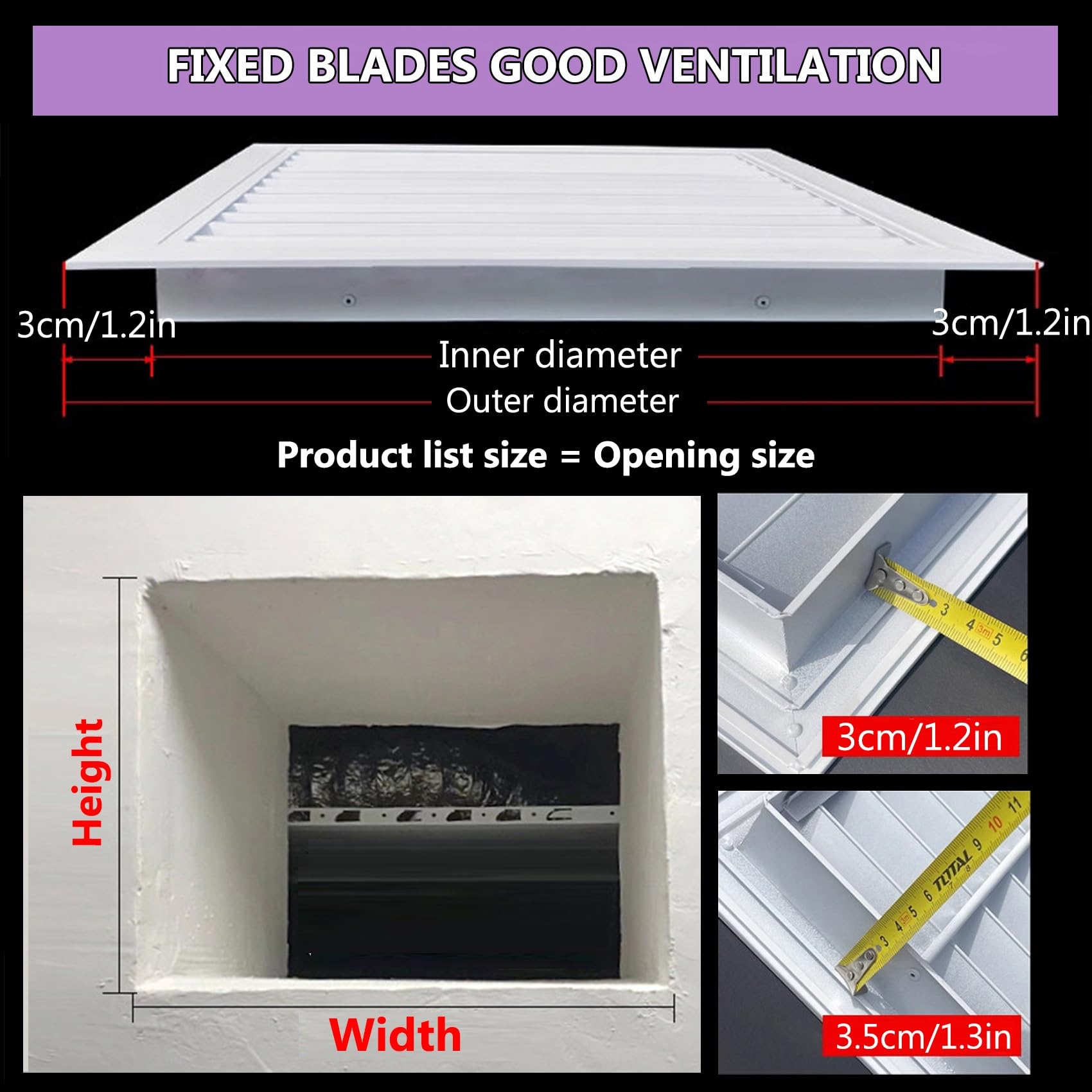 Schwerkraftklappen Entlüftungsabdeckung aus Aluminium Wasserdicht Rostfrei | Wand Lüftungsgitter Externe Lüftungsabdeckung für Elektro und Sanitärinstallationen, Trockner(60x40cm/24x16in)