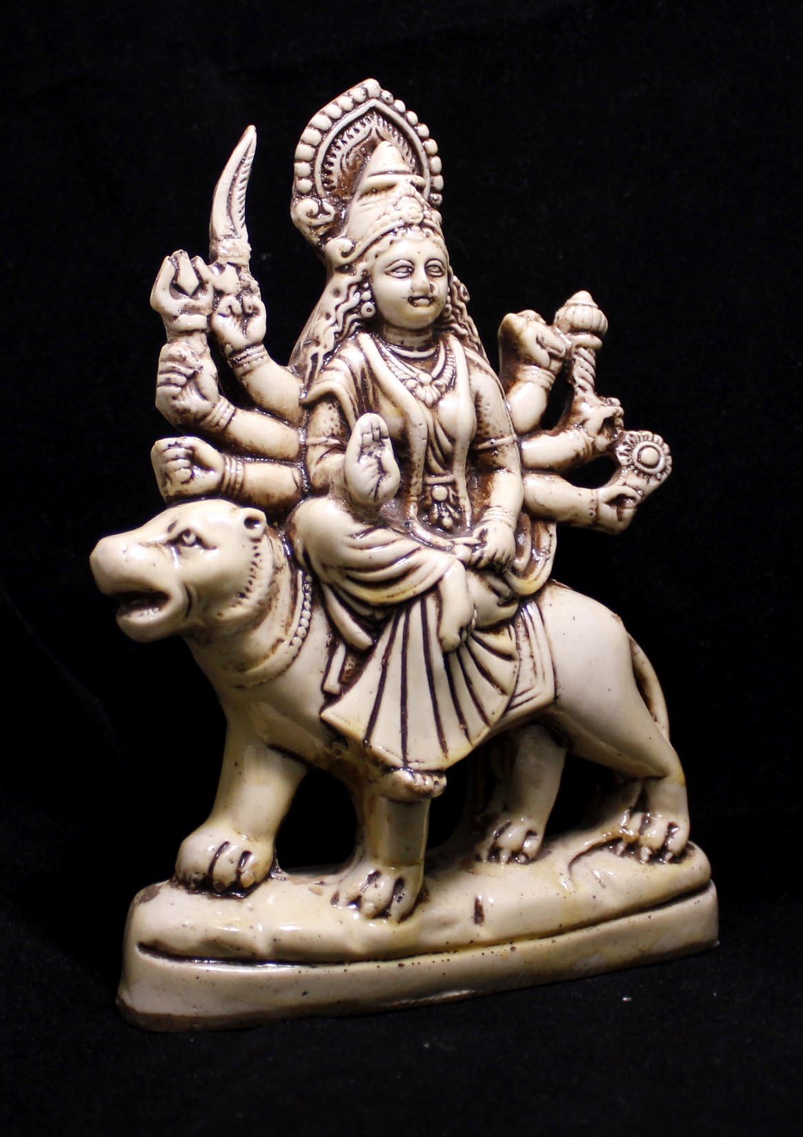 Krishna Mart India Hand Carved Meditating Hindu Goddess Durga Resin Idol Sculpture Statue Size 7"x5"