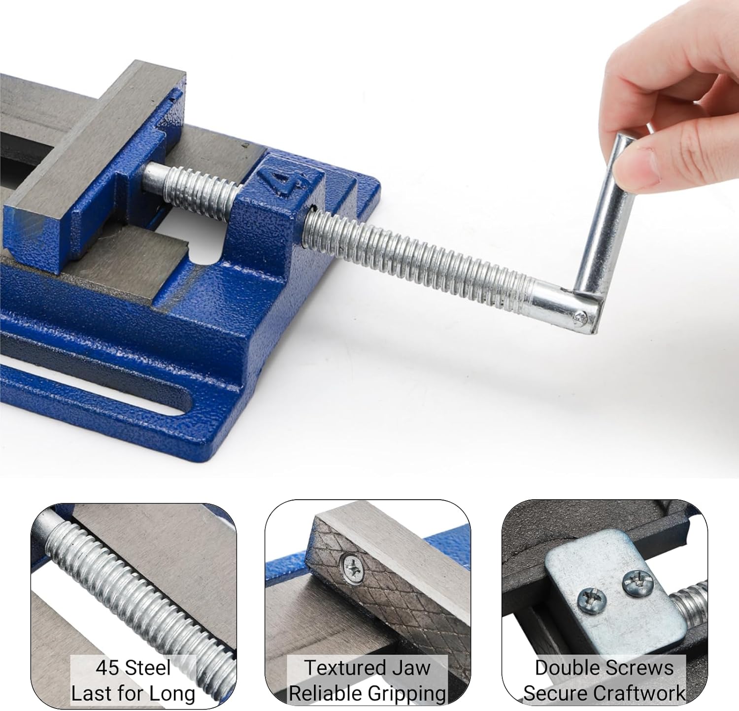 Drill Press Vise, 4 Inch Jaw Opening Machinist Vise, Heavy Duty 45 Steel Low Profile Vise Bench Clamp for Drilling, Crafting, Modeling, Milling, Woodworking, Machinery