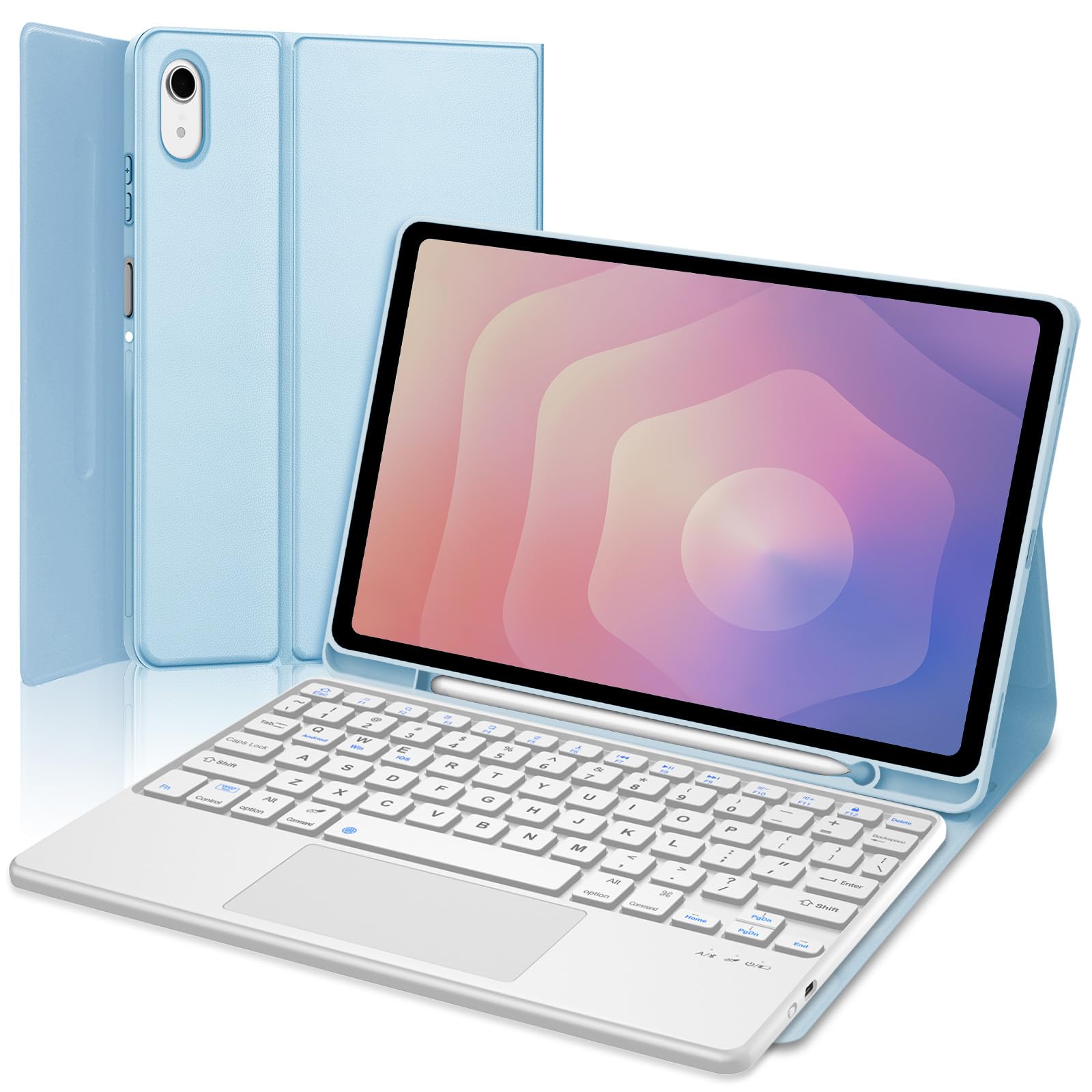 Funda de teclado para Samsung Galaxy Tab S11 de 11 pulgadas 2025, teclado táctil inalámbrico desmontable para tablet S11 con soporte para bolígrafo, trackpad multitáctil, funda inteligente con teclado