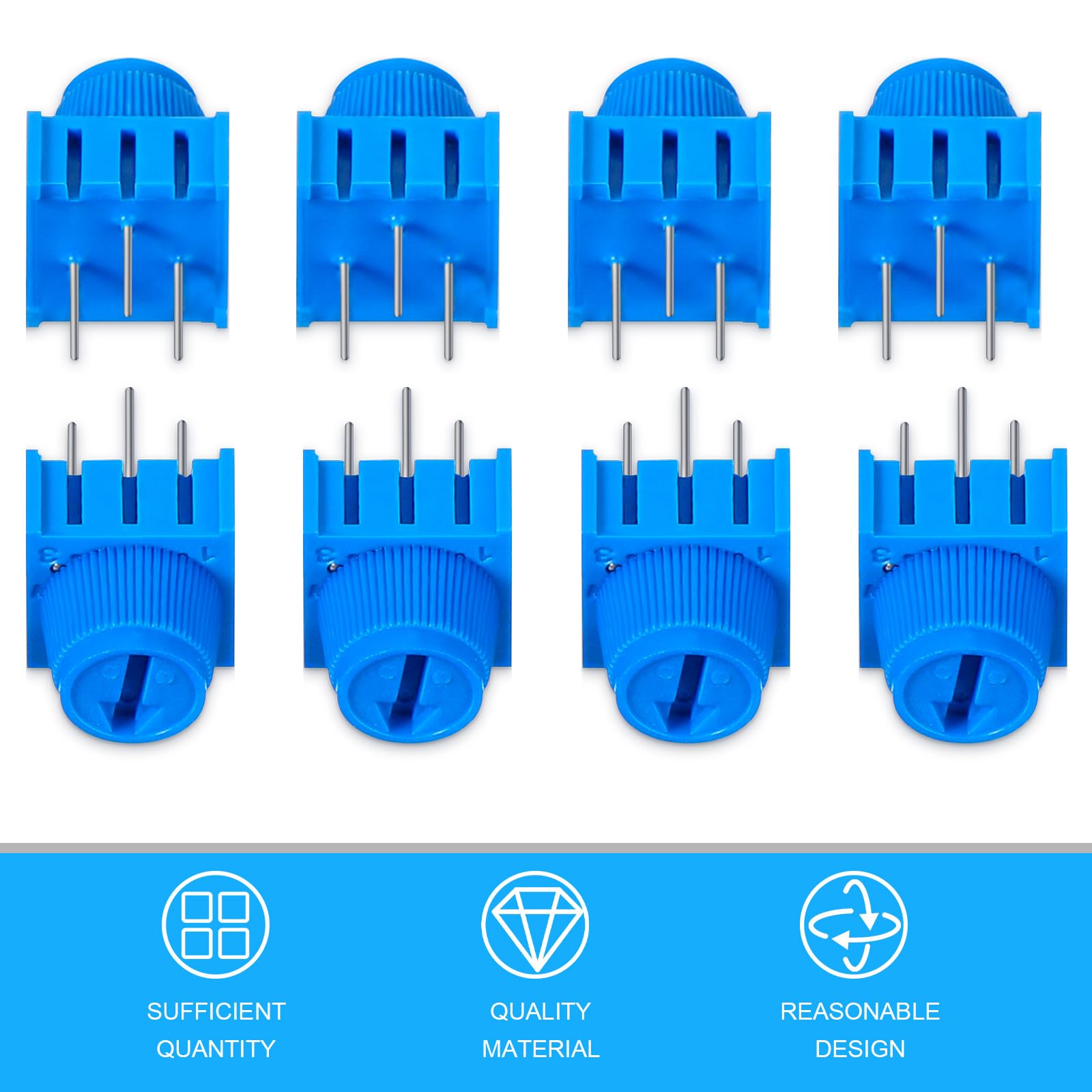 Flutesan Kit de potenciómetro de 48 piezas de 10 K ohmios con perilla, resistencias variables, kit surtido de potenciómetros de recortadora de tabla de pan, compatible con Arduino, azul