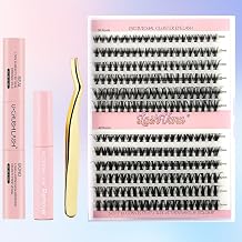 DIY Hybrid Volume Lash Extensions Kit, 30D & 40D Silk Fiber Lashes with Applicator Tool, Glue, Trays for At-Home Salon Lash Lift 1
