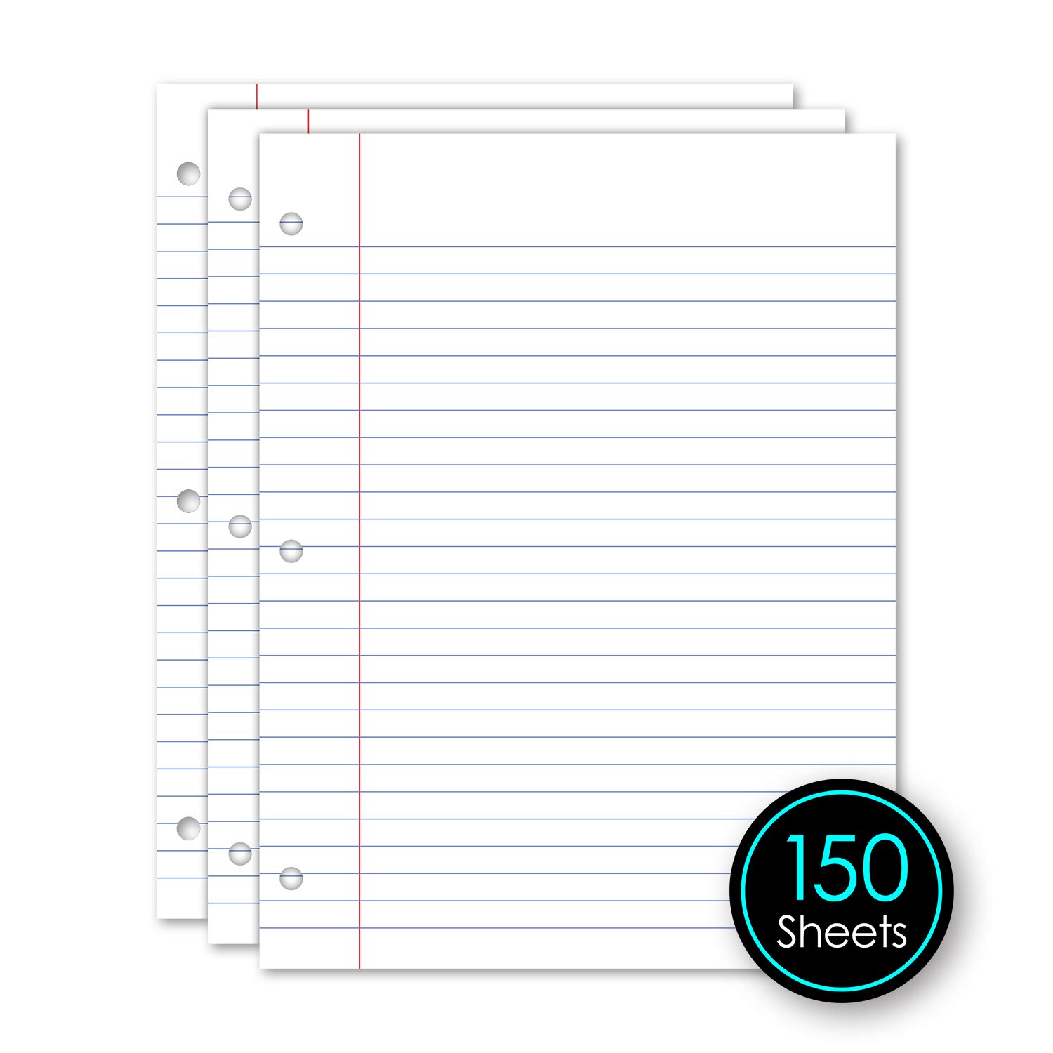 Loose Leaf Paper 3 Hole Lined Note Pads 8.5 X 11 Loose Leaf Paper Wide Ruled, 8" X 10.5" Filler Paper White, 3 College Ruled Paper Binder Paper 3 Hole Lined
