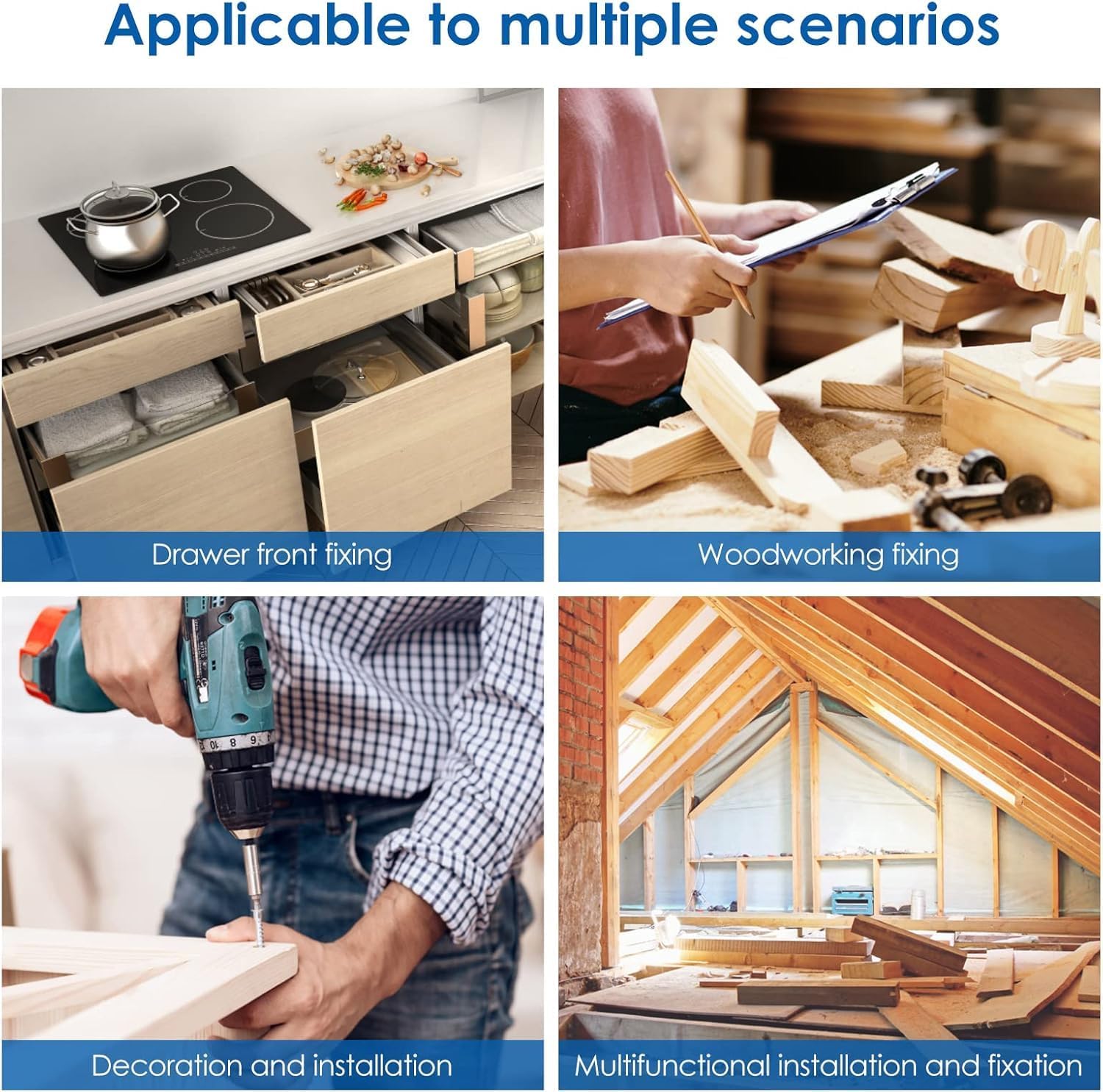 Drawer Front Installation Clamps,Cabinet Clamps,Drawer Fixing Clamp,Adjustable Stable Furniture Woodworking Jig for Carpenter Household Tables Desks Mount(4 Pcs)