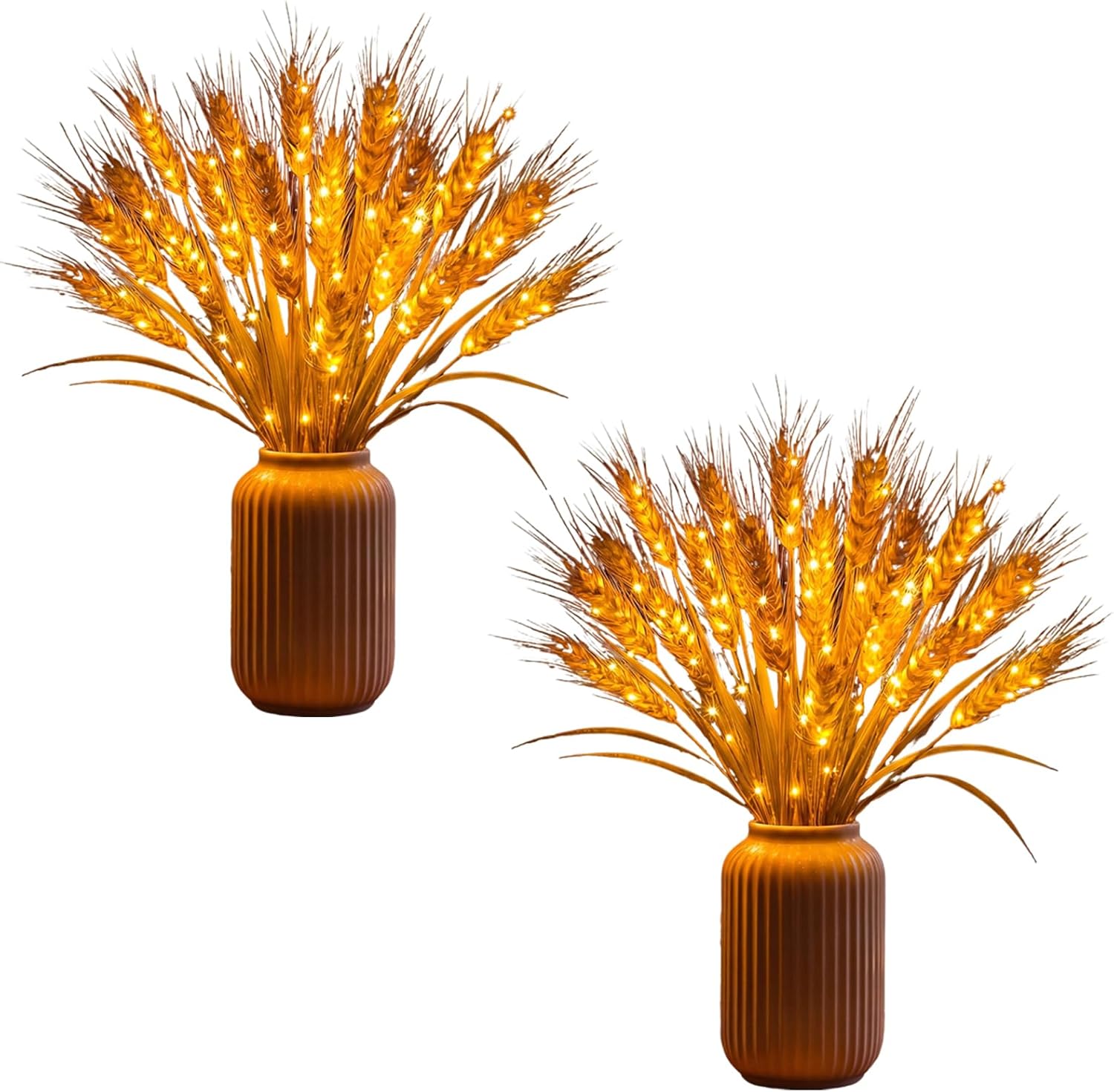 Golden Harvest Lights, Golden Harvest Wheat Lights with Flash, Rustic Farmhouse Accent Light for Bedroom Living Room Dining Table Wedding Centerpiece (2Pcs)