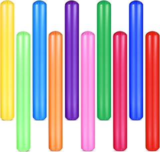 10 Pcs Colorful Inflatable Pool Noodles 41.34 Inch PVC Pool Inflatable Sticks Outdoor Water Games Toy Giant Swimming Noodles Float Water Noodles for Adults Swimming Pools Beaches Lake Party Decor