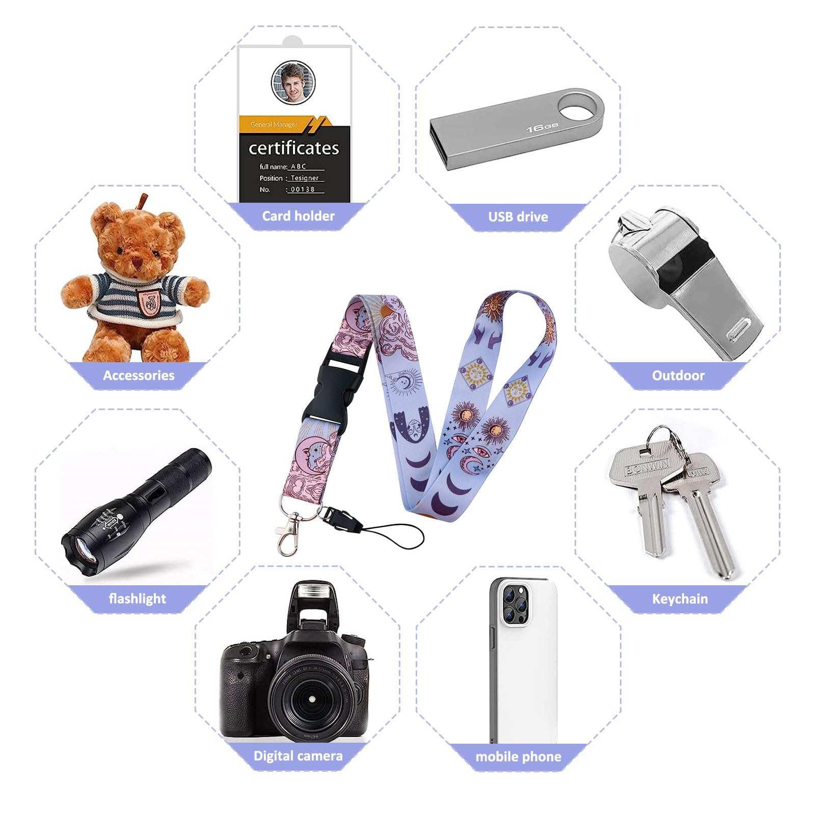 DHSWNNG Lanyards for Keys 2 PCS Lanyards for Neck with Detachable Buckle Hook Personalised Keychain Lanyard for Badge Holders Phone (Black - Image 2