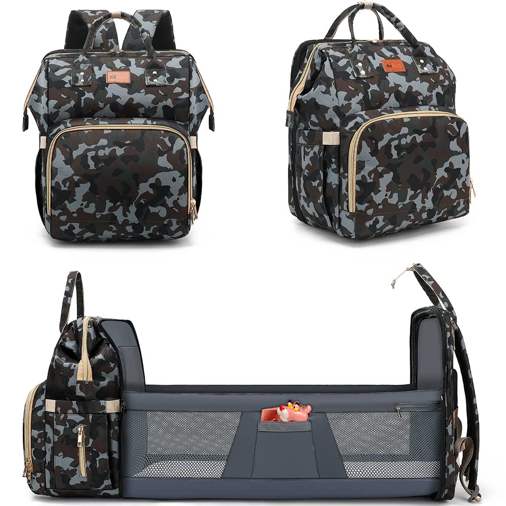DEBUG Baby Diaper Bag Backpack with Changing Station Camo Diaper Bags for Boys, Newborn Baby Registry Search Shower Gifts Dad Men, Baby Stuff Accessories Essentials Travel Waterproof Stroller Straps
