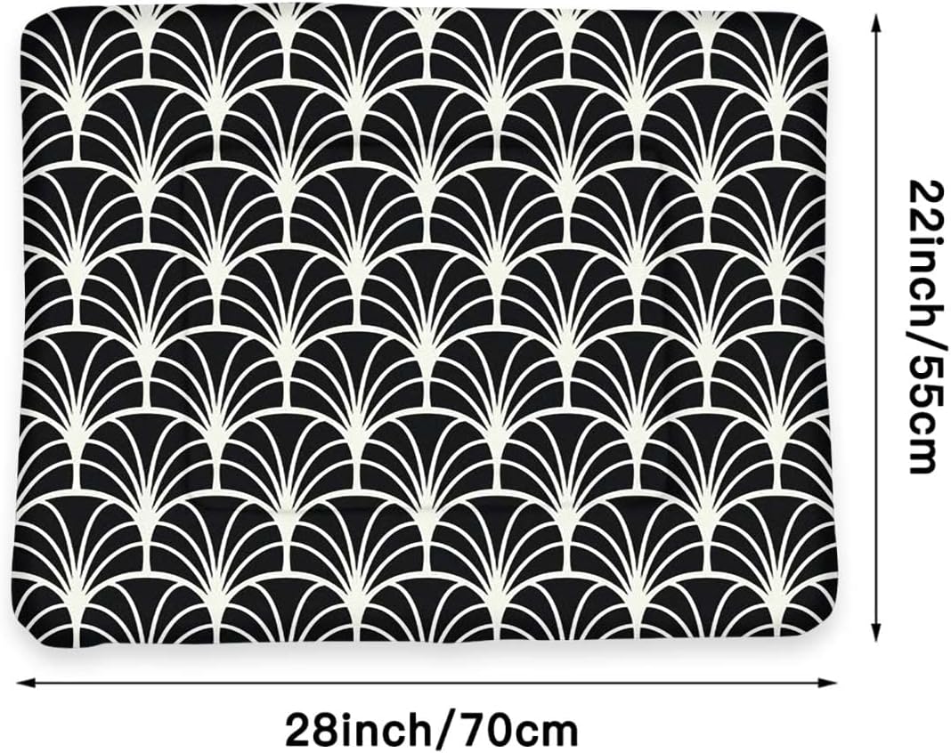review Black White Grey Thermal Pet Mat Bed Liner Repetitive Modern Simple Waves Large Dog Bed Pad Pets Sleeping Bed Soft Warm Fluffy Kennel Pad Abstract 22