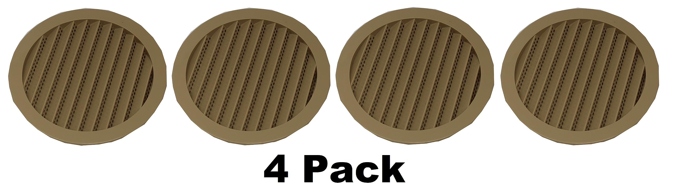 JSP Manufacturing 4 Inch Black Round Plastic Louver Vent – Soffit Air Vent – Pack Of 4