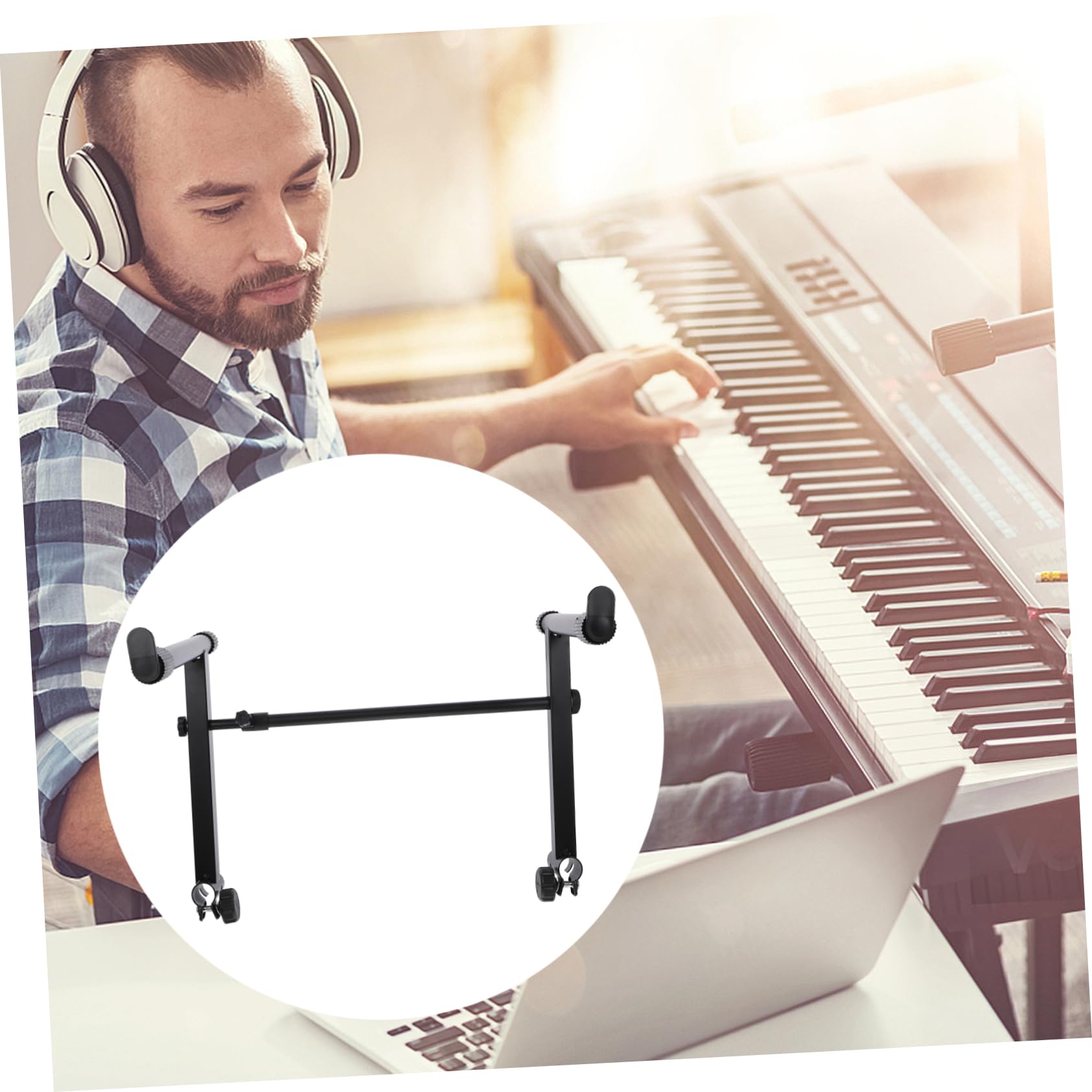Yardwe Supporto Per Tastiera in Ferro Regolabile Altezza 47-71 Cm Cuscinetto in Gomma Antiscivolo Per Musicisti Su Palco e Studio