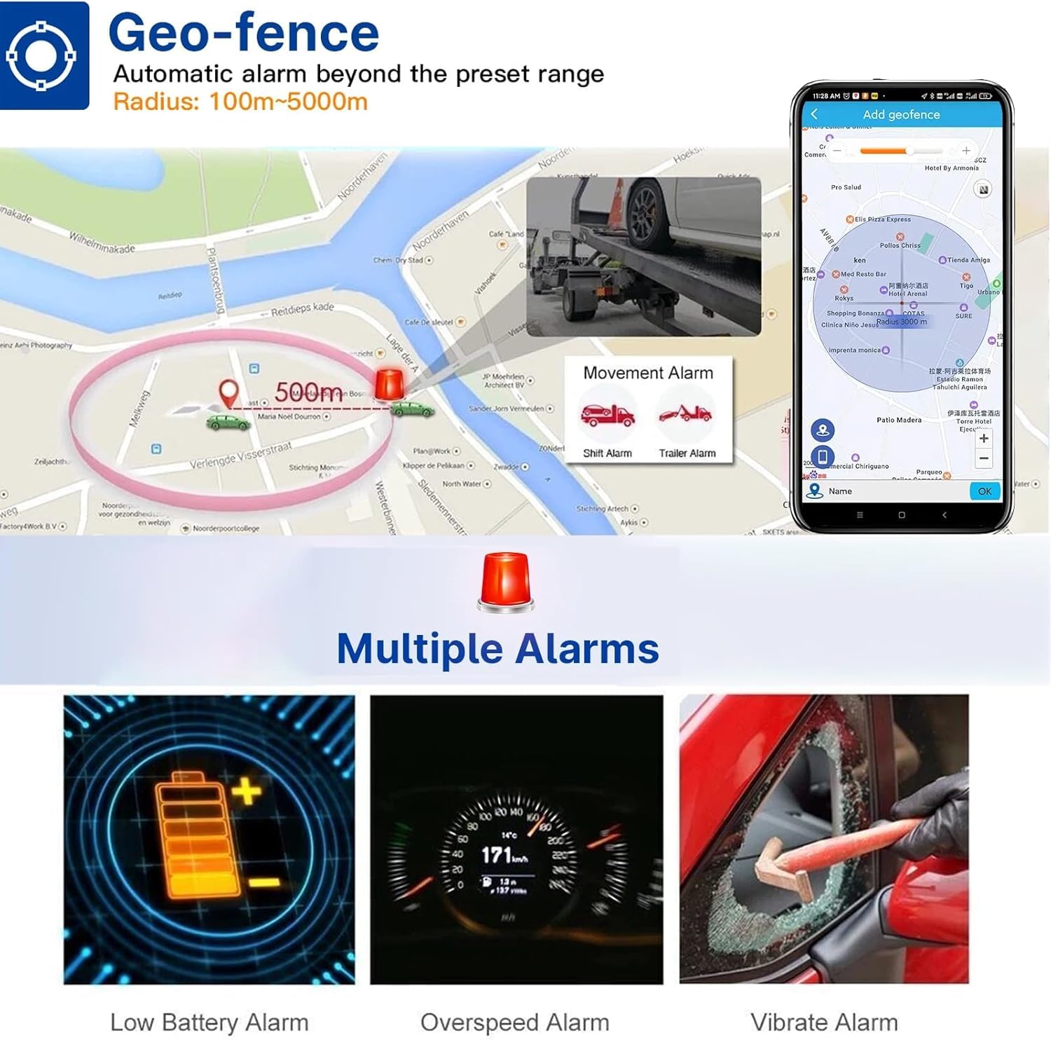 Localizzatore per Auto Tracker GPS senza Abbonamento con APP Gratuita, Monitoraggio in Tempo Reale, Antifurto Moto Camion con Potente Magnete, Traiettoria Storica 5000mAh