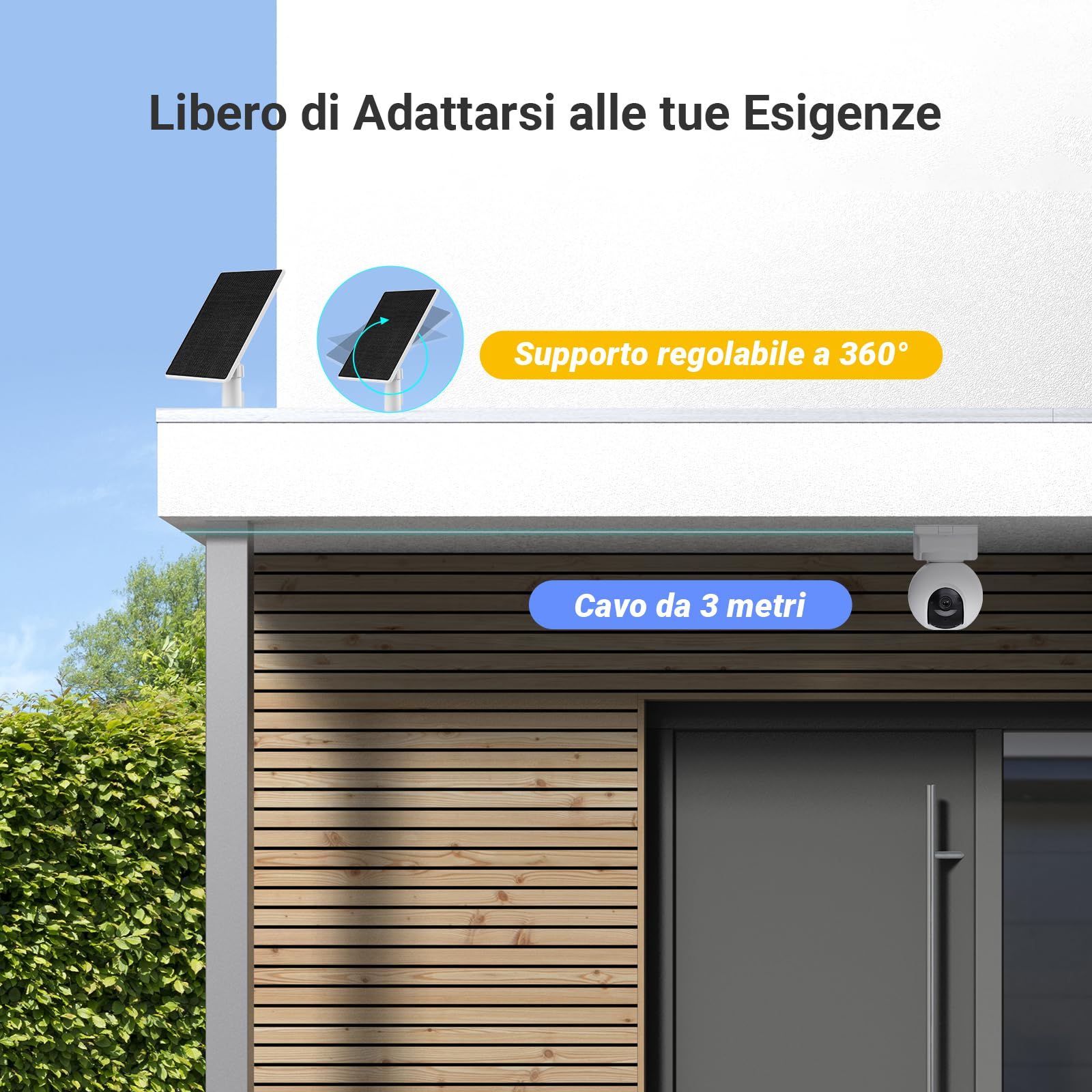 EZVIZ Pacchetto Composto da Telecamera Wifi per Esterni CB5 e Pannello Solare da 8W di Tipo C Kit