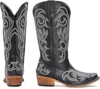 Vista 2 de IUV Botas vaqueras para mujer con punta puntiaguda, botas vaqueras para mujer