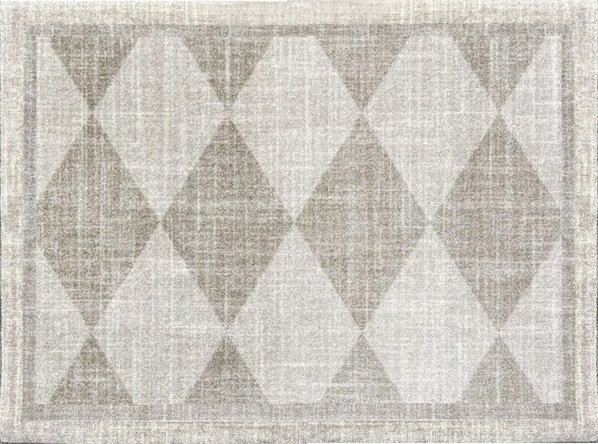 Wash + Dry Arthur Diamonds 2x3 One-Piece Washable Rug with Rubber Backing, Small Door Mat for Entryway, Kitchen, Bathroom, Non-Slip Indoor Doormat, Washable Entryway Rug, Pet Friendly, Tan and Cream