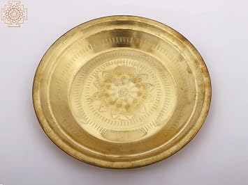 Exotic India Brass Pooja Parat - Brass - Color 9.15 Inch