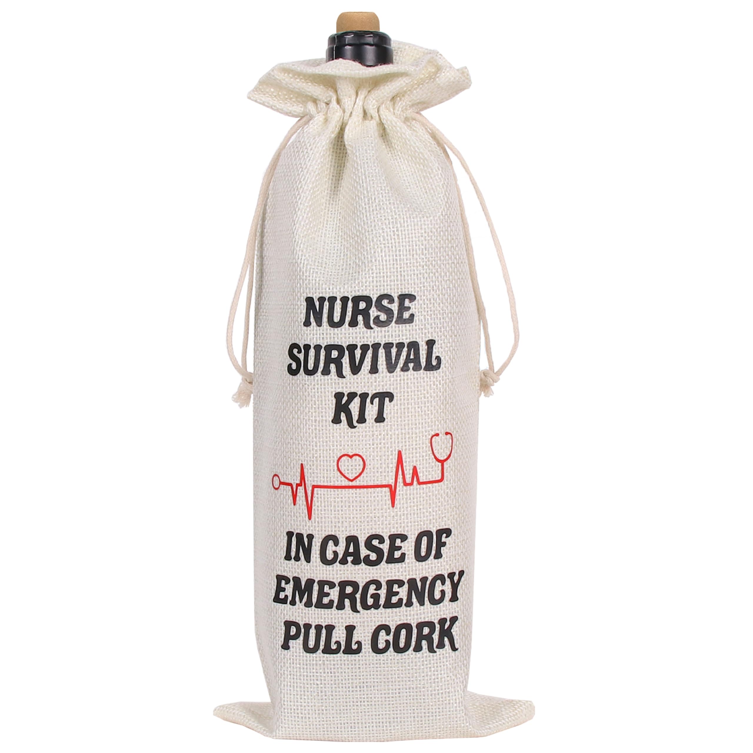 Nurse Gift for Woman, Nurse Survival Kit IN Case of Emergency Pull Cork, Nurse 2025 Wine Bag Gift Bag for Nurse Day