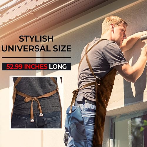 Miniatura 7 de Delantal de chef carrotez, de lona de algodón con espalda cruzada ajustable, M-XXL