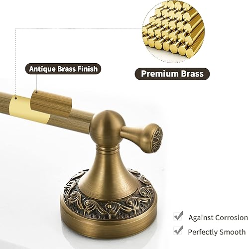 Miniatura 5 de Leyden Toallero antiguo, soporte de toalla ajustable de latón, accesorios de baño expandibles de 15.2 a 27.8 pulgadas, montaje de pared vintage