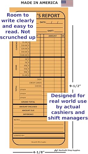 100 sobres para informes de depósito de cajero para tiendas, restauraciones y negocios minoristas