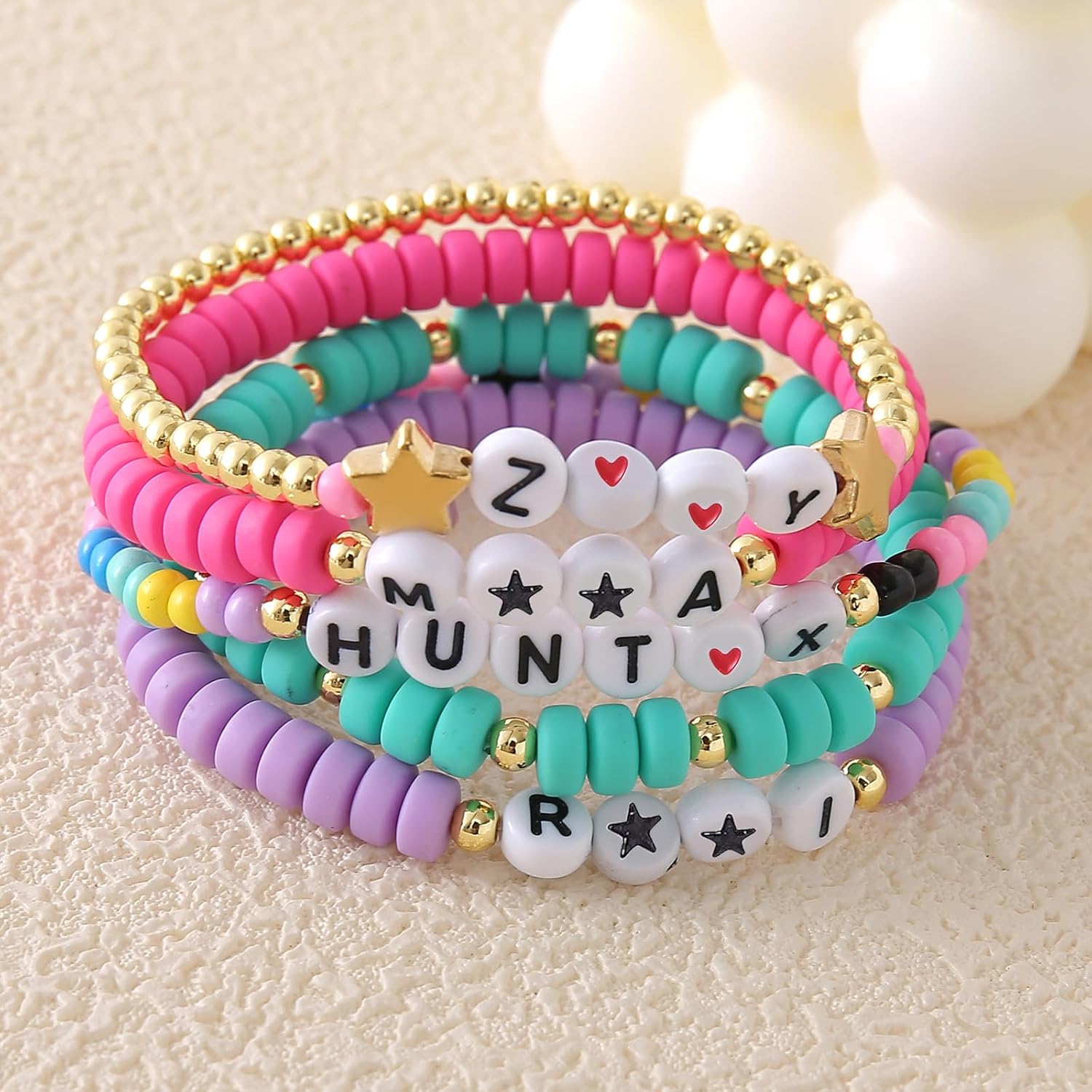 Trendy Korea-Pop Colorful Beaded Bracelets Set Stackable Stretch Friendship Bracelets Cosplay Jewelry Brithday Party Gifts for Women - Image 7