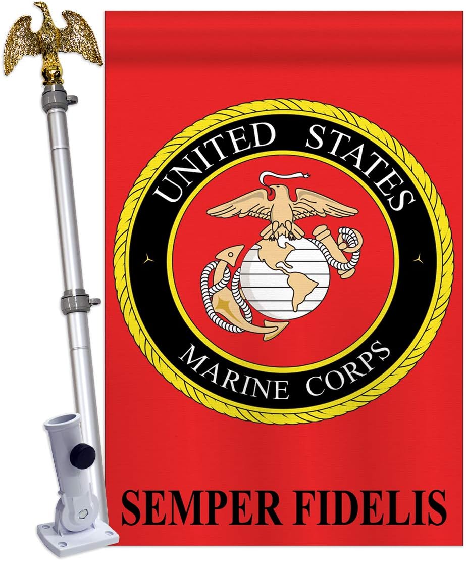 Two Group - Marine Corps Americana - Everyday Military Applique Decorative Vertical House Flag 28" x 44"