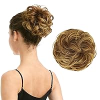 Vista 23 de Barsdar - Moño de cabello 100 % humano, Moño desordenado, Extensiones de cola de caballo, Moño de cabello rizado, Pieza de cabello