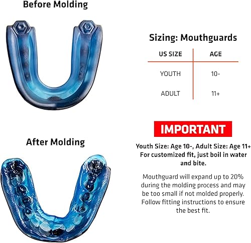 Vista 36 de Shock Doctor Gel Max - Protector bucal, protección resistente y ajuste personalizado, para adultos y jóvenes AZUL