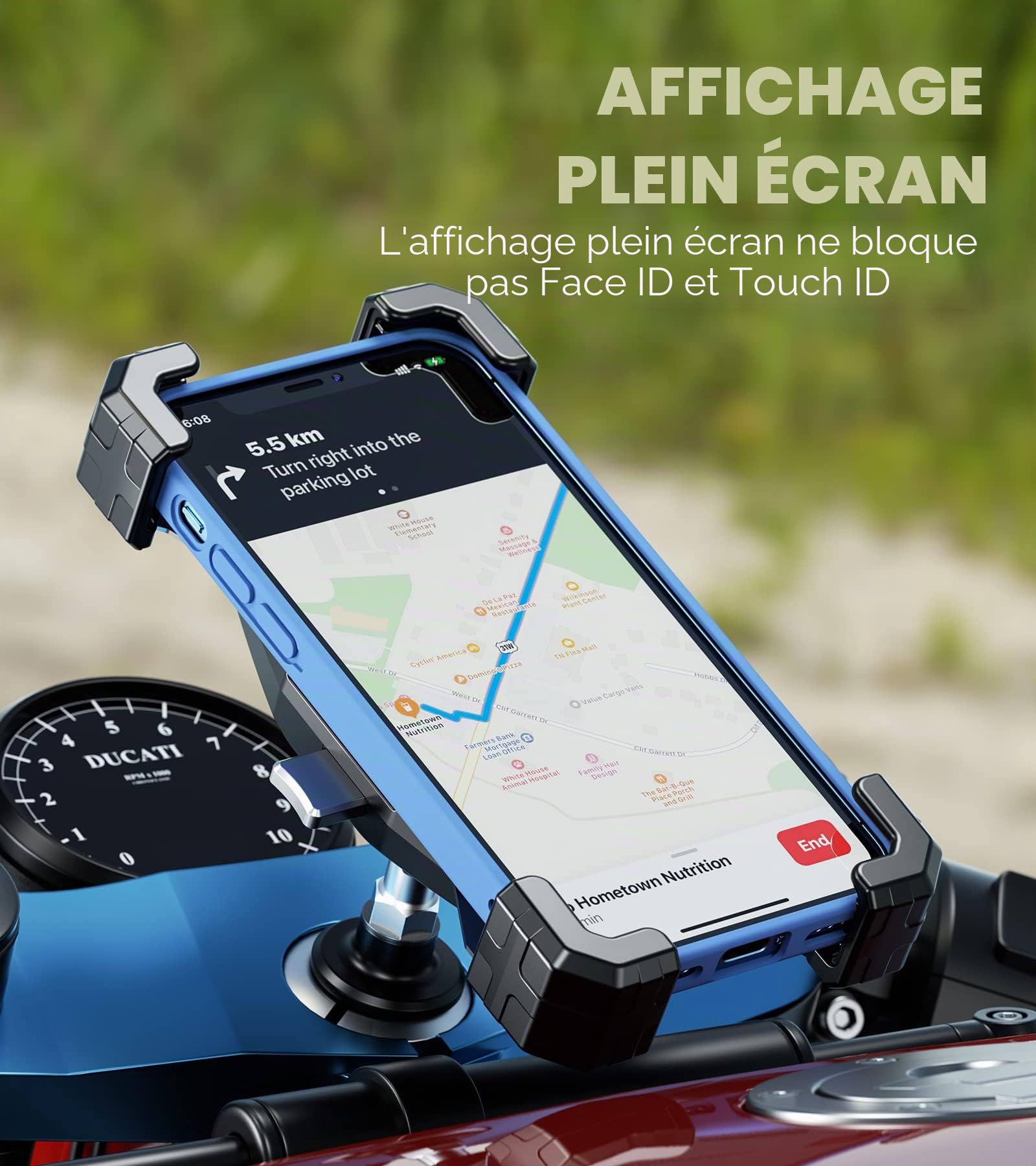 Kewig Support de téléphone pour fourche de moto, support de téléphone de moto, verrouillage et déverrouillage automatique par simple pression, convient pour tige de fourche de 12 à 25,4 mm de diamètre