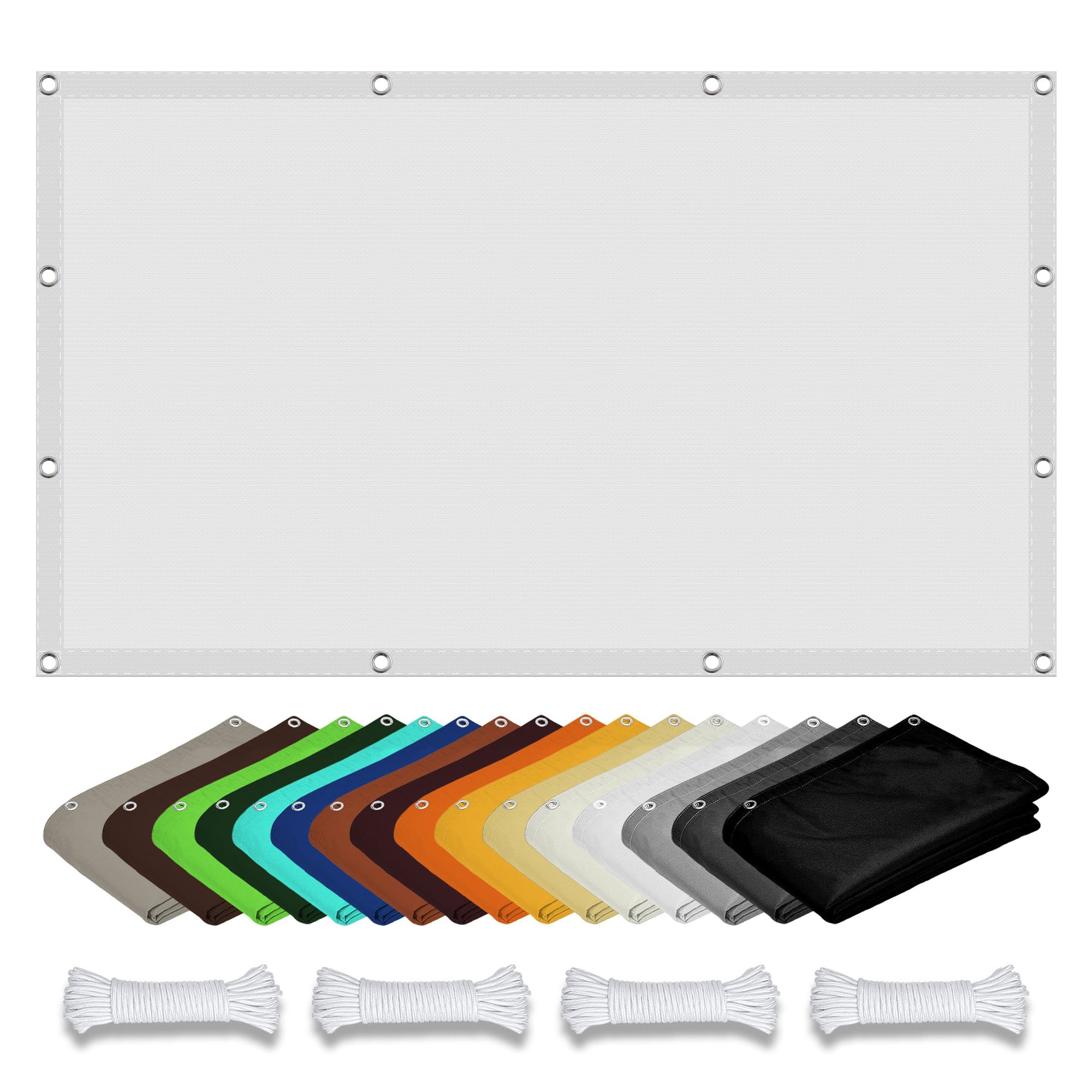 Voile d'ombrage 0.8x5m blanc imperméable en polyester PES résistant pour balcon