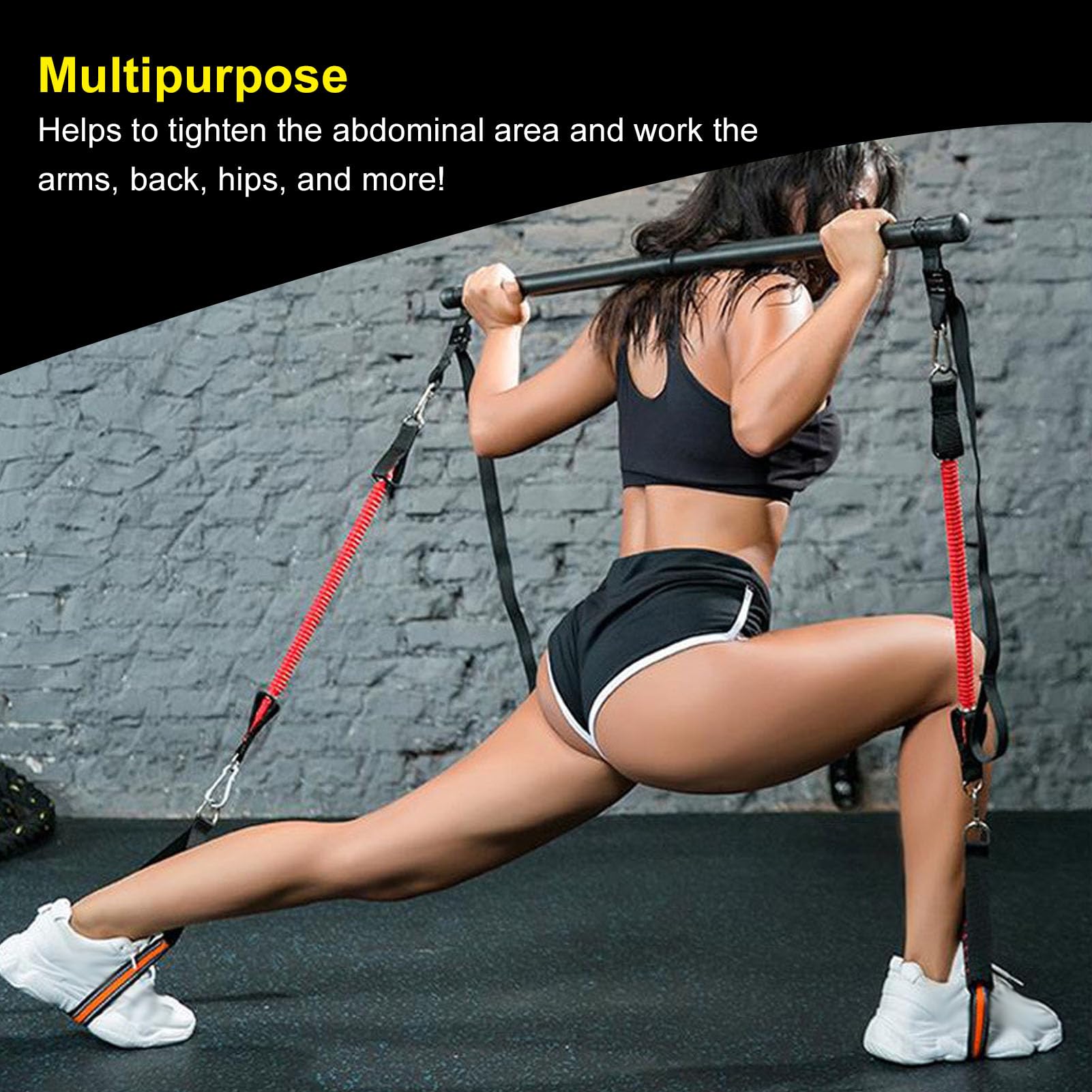 CHICIRIS Kit di Bar di Pilates, Attrezzatura da Allenamento di Pilates con 6 Fasce di Fitness Livelli Regolabili per la Forza di Allenamento di Muscoli Viaggi in Palestra Domestica