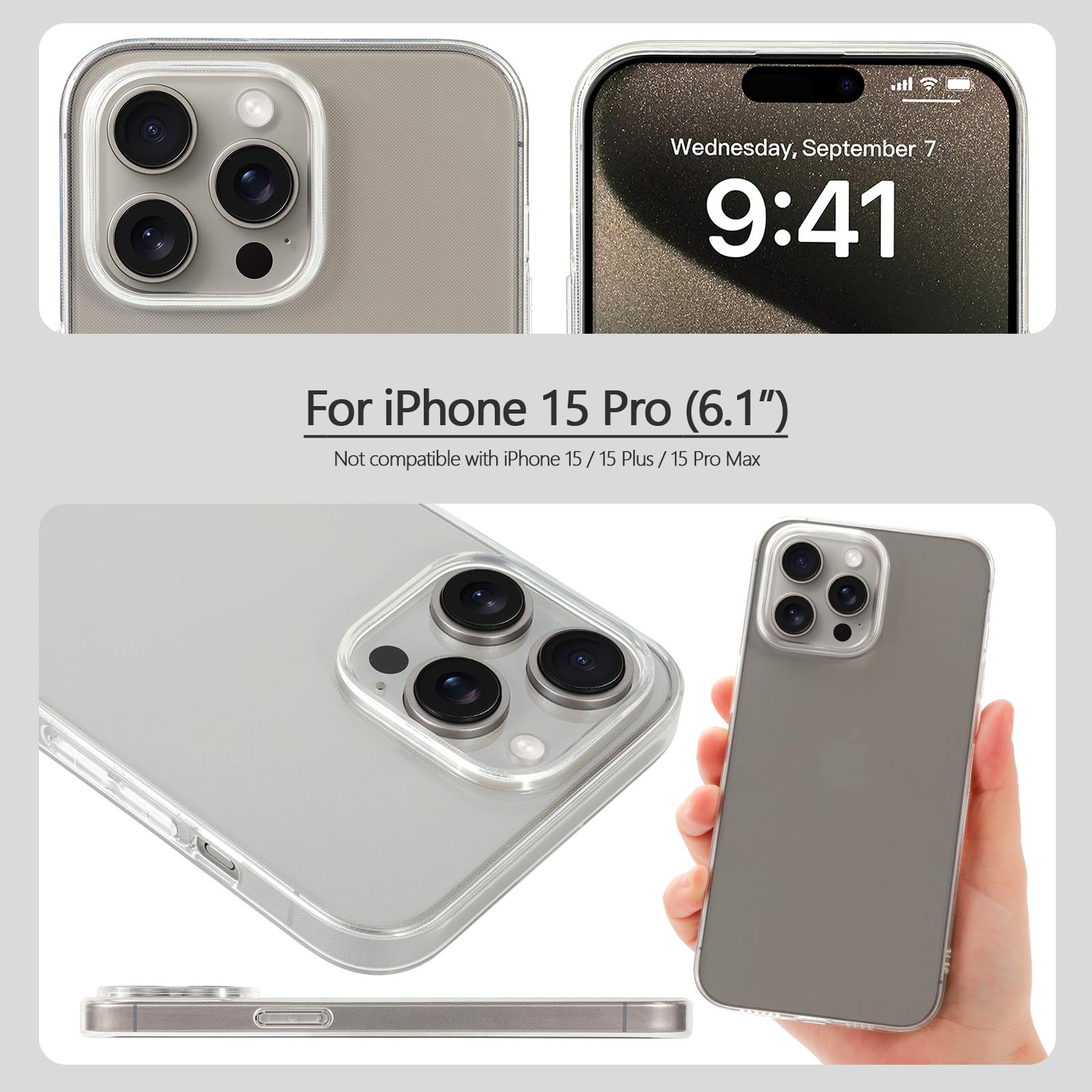 Doupi UltraSlim Hülle Für IPhone 15 Pro – Transparent, Dünn & Lädt Kabellos
