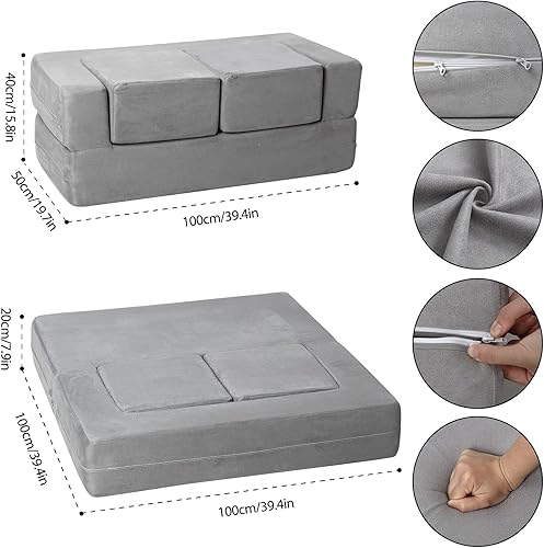 Miniatura 3 de Sofá modular para niños pequeños, muebles imaginativos para dormitorio, sofá infantil para jugar, dormir, niñas y niños pequeños, gris Gris,Glow