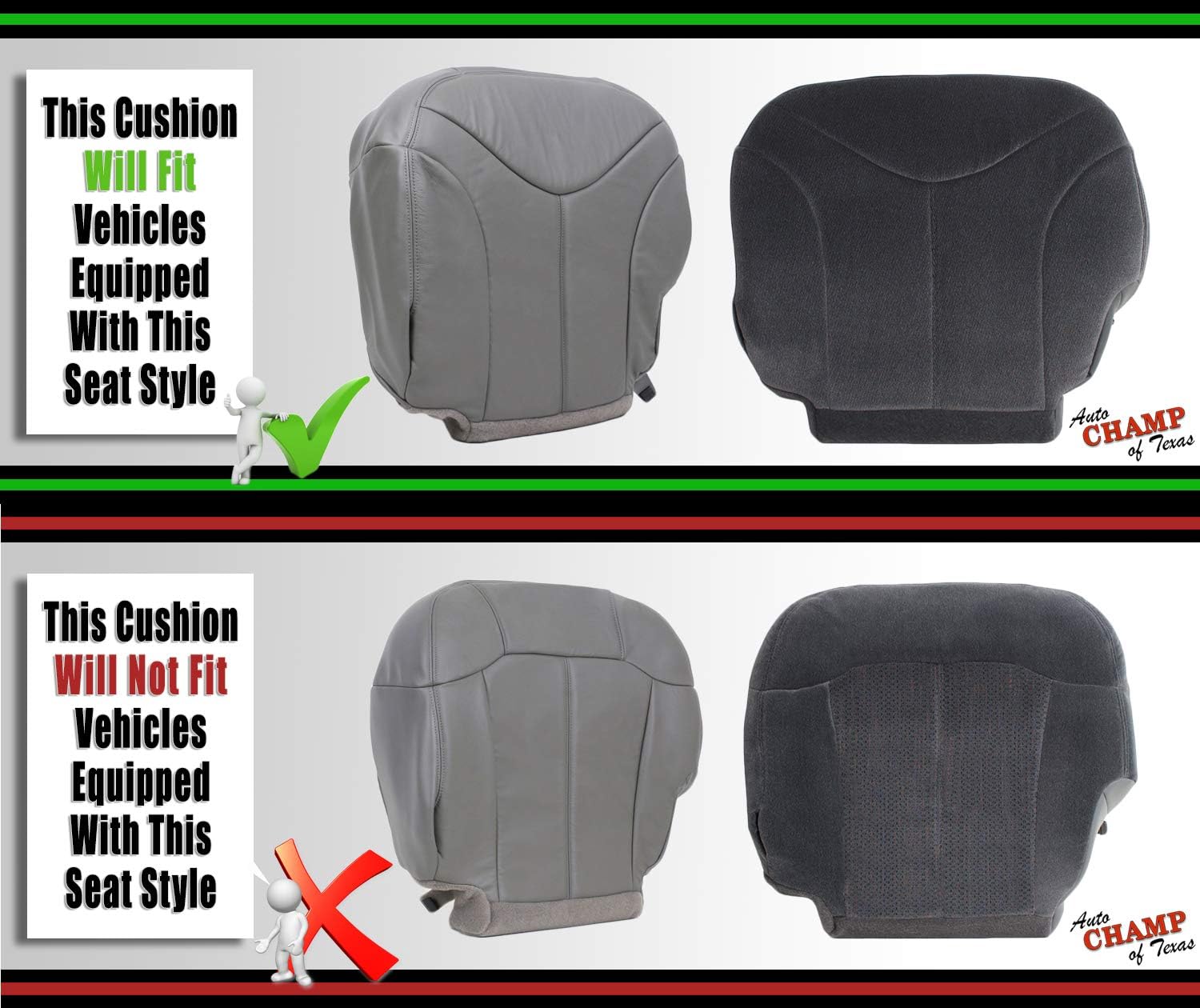 Compatible with 2000-2002 GMC Yukon SLT SLE – Driver Side Bottom Seat Foam Cushion 50/50
