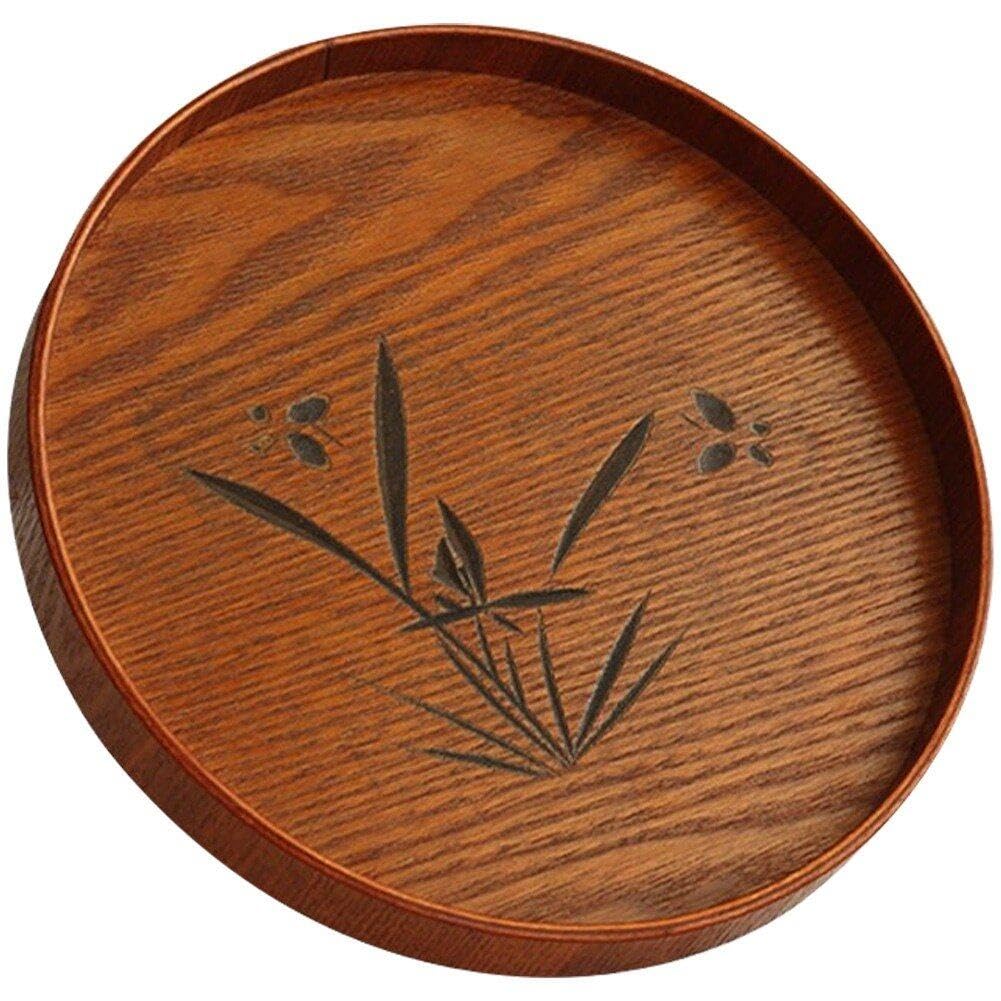 Baokuan Wooden Pallet Cosmetic Organizer Appetizers Decorative Tray Cake Plate Wooden Jewelry Japanese Serving Tray Tea Serving Tray Coffee Decor Wooden Tray Food Dessert Plate